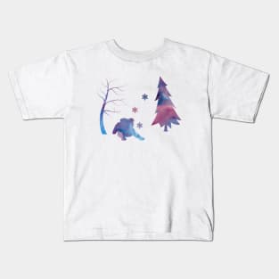 English Bulldog Winter Snowflakes Art Kids T-Shirt